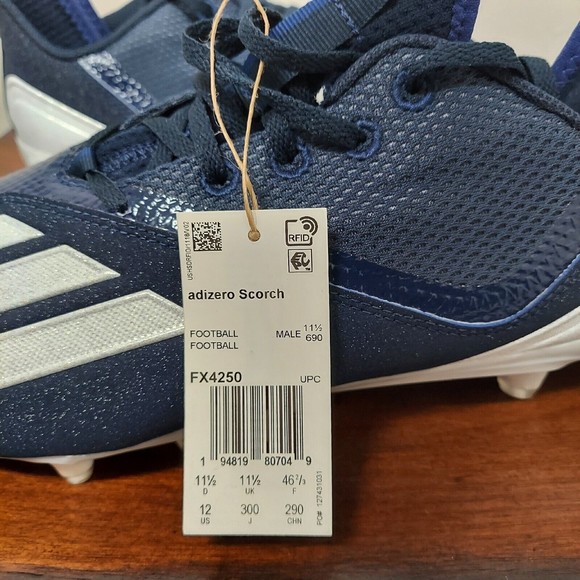 Adidas Adizero Scorch Football Cleats Men’s Size 12 Navy Blue White FX4250 main image 4